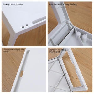 Mesa cuadrada pequeña de plástico plegable al por mayor, escritorio de ordenador con cama plegable perezosa para dormitorio, estudio, escritorio sencillo con ventanal para dormitorio - Product Image 4