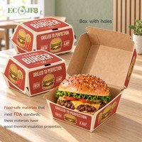 Boîte à hamburger personnalisée en papier écologique à encre de soja, de qualité alimentaire, jetable, avec impression intégrale
