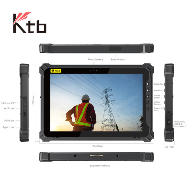 KTB 17IJ (EX) 10.1 Inch Explosion-Proof Industrial Tablet PC Vehicle Mount VUMI17J (Optional) Windows 10 11 Atex Rugged Tablet