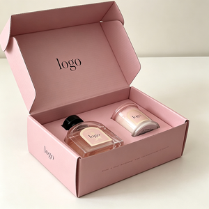 Boîte d'emballage en carton ondulé rose personnalisée pour l'expédition de bougies, d'huiles parfumées et de vêtements - Product Image 4