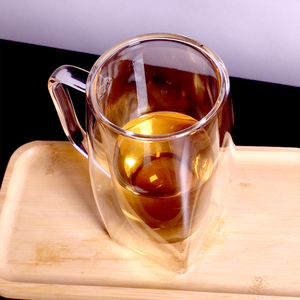 Taza de vidrio de doble pared hidroclórica DE ALTO borosilicato con asa cielo redondo y tierra cuadrada - Product Image 3