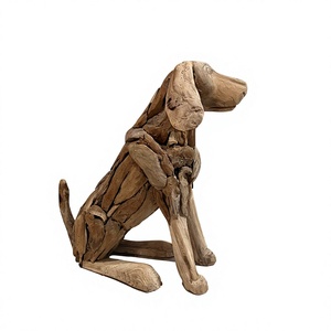 Escultura de Perro Tallada a Mano en Madera Maciza, Arte y Coleccionable, Decoración para el Hogar - Product Image 1