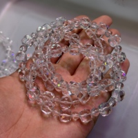 Bracelet élastique en cristal blanc facetté, perles carrées en quartz clair, pierre de guérison, vente en gros