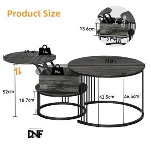 Ensemble <span class=keywords><strong>de</strong></span> tables basses en métal DNF, lot <span class=keywords><strong>de</strong></span> 2, plateau <span class=keywords><strong>relevable</strong></span>, rangement intégré, design pliable et peu encombrant pour <span class=keywords><strong>salon</strong></span>, bureau - Product Image 1