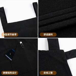 Canvas Waterproof Apron One Size Polyester Unisex For Kitchen Restaurant Supermarket With Custom Logo Printing - Product Image 2