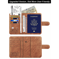Dompet Passport Cover Lipat Panjang Kulit PU Anti RFID dengan Pola Embos, Slot Pelacak AirTag, dan 2 Slot Kartu SIM