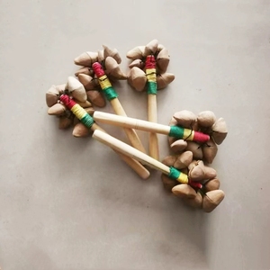Wholesale Hand‑made Wooden Handle Fruit Shell Shaker Rattle Stick Percussion Shaker For Early Education - Product Image 4