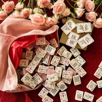 Mahjong américain de luxe en opale rose, jeu de table élégant en acrylique, cadeau, divertissement de casino