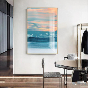 Lussuoso Quadro in Porcellana con Marmo Blu e Oro, Arte Astratta con Diamanti, <span class=keywords><strong>Pittura</strong></span> Lucida per Soggiorno e Camera da Letto - Product Image 3