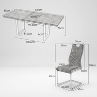 Table à manger extensible moderne KirKasa avec 6 chaises, panneau MDF, meubles en bois pour la maison, salle à manger/salon/cuisine, 130-170 cm, 6 gris