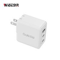Chargeur mural USB WISESIR 65W GaN QC3.0/PD3.0 à port unique avec protection OTP pour téléphones mobiles et tablettes