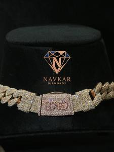 Cadena de Eslabones Cubanos para Hombre, con Diamantes Moissanita VVS1, Chapado en Oro Real de 14k sobre Plata 925, 15mm, 4 Filas, Apto para Probador de Diamantes - Product Image 5