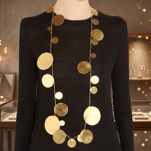 SOUMYA CREATIONS Colliers circulaires pour femmes en laiton plaqué or faits à la main, 24 pouces - Product Image 2