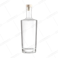 Échantillon gratuit de bouteille de vin ronde de luxe en verre pour whisky vodka vide esprit liqueur 750ml 500ml 100ml bouteille de glace avec joint en liège
