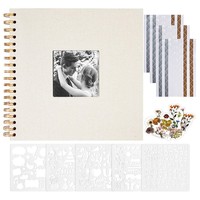 Album de scrapbooking rétro noir de 8 pouces en gros avec couverture en tissu de lin, reliure spirale, design artisanal écologique