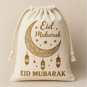 Decorations for <b>Kids</b> Eid Mubarak Pouch With Mosque Quran Moon Star Design Ramadan <b>Drawstring</b> Gift <b>Bags</b> - Product Image 1
