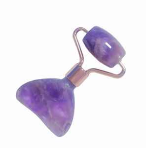 Outils de beauté pour le visage, rouleau de jade en améthyste naturelle, pierre de massage facial Gua Sha - Product Image 1