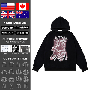 KingSen High Quality <b>Men's</b> Heavyweight 100% Cotton French Terry Hoodie Drop Shoulder Loose Fit DTG Print <b>Pullover</b> Streetwear - Product Image 2