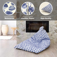 Grand pouf personnalisé pour l'extérieur imperméable et recyclé avec haricots en mousse canapé triangle paresseux pouf à pois violets