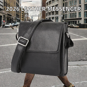 2026 Customized Fashion <b>Lady</b> Leather Messenger Crossbody Shoulder Bag Men Work Business Casual Adjustable Straps Button Letter - Product Image 2