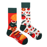 Chaussettes fantaisie unisexes asymétriques en coton, motif fruits, tomates, frites et hamburgers – Vente en gros