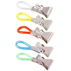 5pcs Tea Towel Hanging Clips Metal Clip on Hooks Loops Hand Towel Hanging Clips for Kitchen Bathroom Supplies