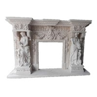 Cheminée autoportante de style occidental, design moderne et antique, avec insert pour meuble TV, en marbre fait main, pour usage décoratif intérieur