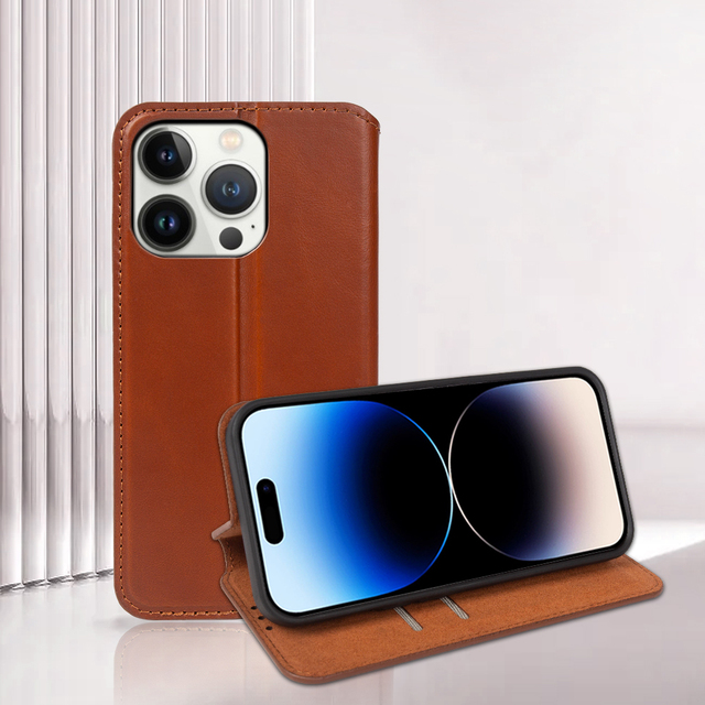 For Genuine Leather Case RFID BLOCKING Wallet Leather Cover for iPhone 15 Pro Max for iPhone 14 Wallet Card Package Case