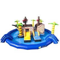 Dijual permainan taman air tiup besar piratesship beruntai dengan perosotan untuk anak-anak
