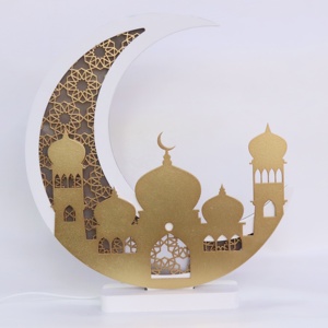<strong>Ramadan</strong> Light Decor Muslim <strong>Gifts</strong> Gold Moon Shape <strong>Mubarak</strong> Home Decor Lights Acrylic Wooden Led Light for Lamps Home Decor Luxury - Product Image 3