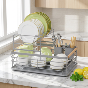 ชั้นวางจานเหล็กคาร์บอนแบบหนาพิเศษ ระดับมืออาชีพ ความจุขนาดใหญ่ พร้อมถาดรองน้ำหยดแบบถอดได้ สำหรับร้านอาหารและใช้ในบ้าน - Product Image 1