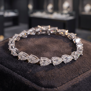 Beautiful New Design 925 Sterling <b>Silver</b> Rhodium Plated Iced VVS Moissanite Fancy Cut Pear Cut Unisex <b>Charm</b> <b>Bracelet</b> - Product Image 2
