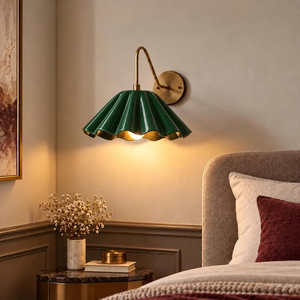 Applique murale moderne jaune en forme de cloche, corps en cuivre, LED E26, lumière chaude 2700K, pour chambre à coucher - Product Image 6