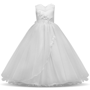 Robe de mariée de style coréen pour fille, robe de soirée élégante pour enfant, robe longue élégante de couleur violette avec des fleurs - Product Image 4