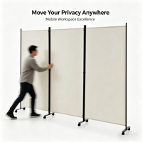 Paravent mobile élégant 3 pièces de 255 cm de large, pliable, avec roulettes pour optimiser l'espace intérieur