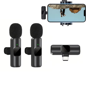 Micrófono Lavalier estéreo inalámbrico K9, entrevista en vivo, <span class=keywords><strong>Mini</strong></span> micrófono de solapa con cancelación de ruido para exteriores, micrófono Lavalier de solapa con Clip - Product Image 3