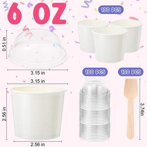 Envase Desechable Personalizado para Llevar, Contenedor para Yogurt y Pastel, Vaso de Papel Pequeño para Helado con Tapa de Domo - Product Image 5