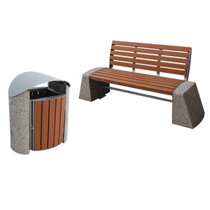 Gavin meubles de patio extérieur rue parc salle à <span class=keywords><strong>manger</strong></span> <span class=keywords><strong>banc</strong></span> siège acier pierre et plastique recyclé bois 3 sièges bancs de parc à thème - Product Image 1