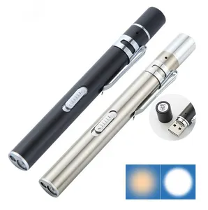 Portable Led Flashlight Stainless Steel Mini Rechargeable Flashlight Small Strong