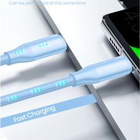 Kabel Pengisi Daya USB C 3A 60W Silikon Cair Tipe-C ke Tipe-C Pengisian Cepat Kabel Data Silikon Cair Tahan Air
