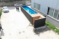 Piscine mobile préfabriquée de luxe en conteneur maritime de 20 pieds avec revêtement en fibre de verre