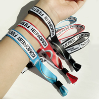 Bracelet tissé jetable personnalisé à usage unique pour événements, en polyester, avec fermoir coulissant et clip de verrouillage – Vente en gros à prix réduit