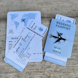 Cartes d'invitation de <span class=keywords><strong>mariage</strong></span> personnalisées, style <span class=keywords><strong>passeport</strong></span> et carte d'embarquement - Product Image 1