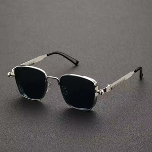 New Retro Spring Square <b>Frame</b> Steampunk Metallic Style Hip Hop Fashion <b>Sunglasses</b> UV400 Laser Logo Customize - Product Image 3