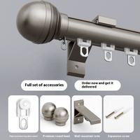 Tringles à rideaux en aluminium noir robustes avec accessoires pour rideaux plissés en S montés au mur et au plafond