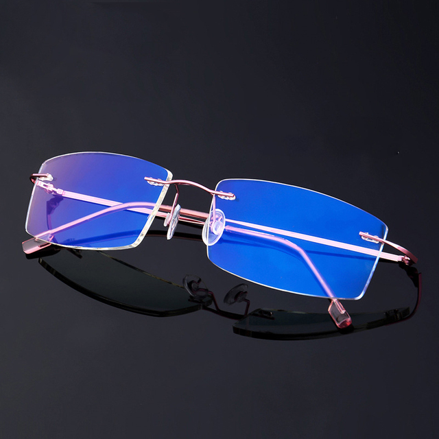 2021 Fashion Metal Rimless Spectacle Frame Optical Eyeglasses Frames Anti Blue Light Blocking Glasses Computer Glasses