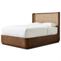 Lit plateforme double mural moderne en bois de chêne massif pour chambre à coucher et mobilier d'hébergement