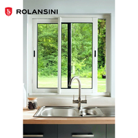 Ventana Corredera Moderna de Doble Acristalamiento, Eficiente Energéticamente, con Aislamiento Térmico, de Aluminio Liso Color Marrón
