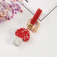 Porte-clés Champignon en Strass, Anneau de Clés en Forme de Champignon Scintillant, Charme de Sac Mignon pour Cadeau Promotionnel