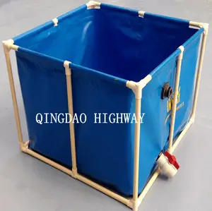 PVC collapsible and foldable cube or round 1m3 water tank for fish breeding